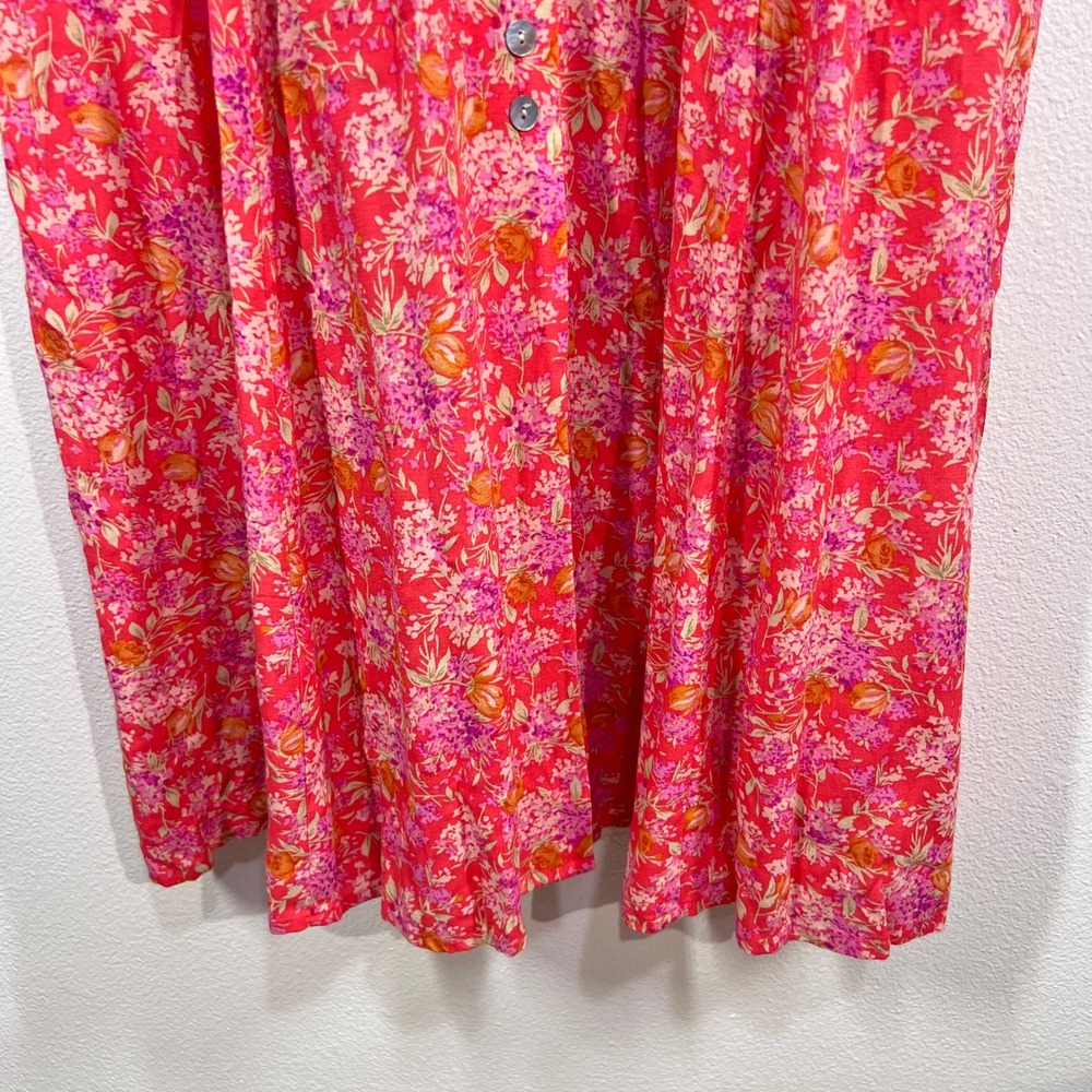 Vtg. Dressbarn Floral Print Button Front Midi Dress Women‎ 10 Pink Short Sleeve - Picture 9 of 10